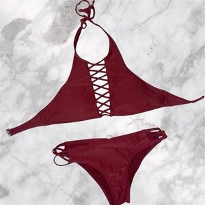 Hollister Red High Neck Bikini
